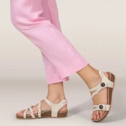 Online Jillian Braided Quarter Strap Ivory Sandal SC362 Women Women's Sandals
