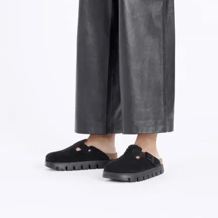Best Boston Chunky Women's Black Suede Clog Women Women's Shoes