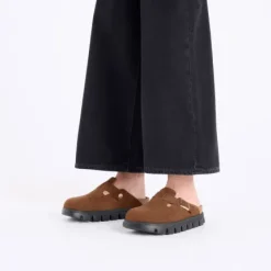 Outlet Boston Chunky Women's Dark Tea Suede Clog Women Women's Shoes