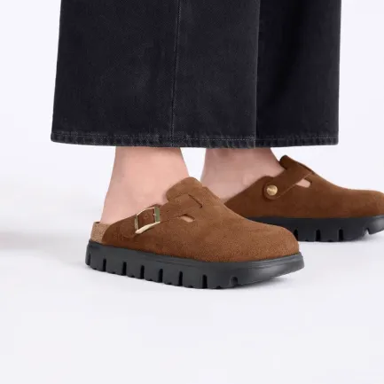 Outlet Boston Chunky Women's Dark Tea Suede Clog Women Women's Shoes