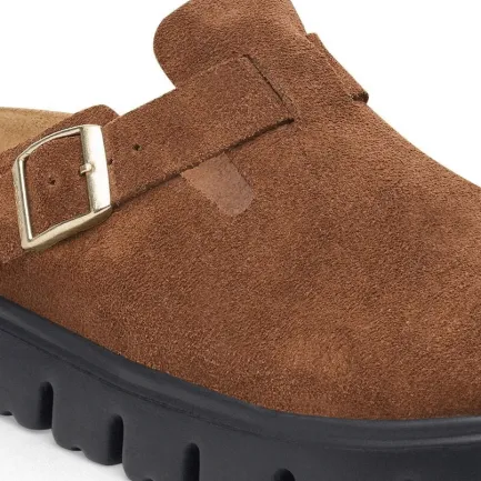 Outlet Boston Chunky Women's Dark Tea Suede Clog Women Women's Shoes