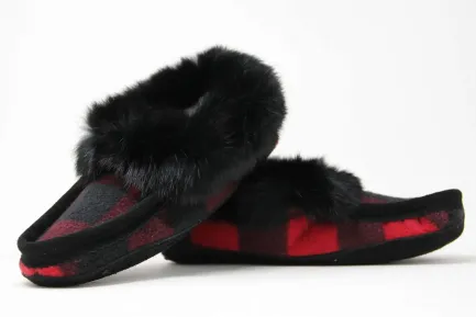 Fashion Moccasin Plaid Fur Women Women's Slippers