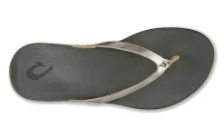 Sale Ho'opio Women's Thong Sandals - Silver Leather  Canadian Footwear Women Women's Sandals